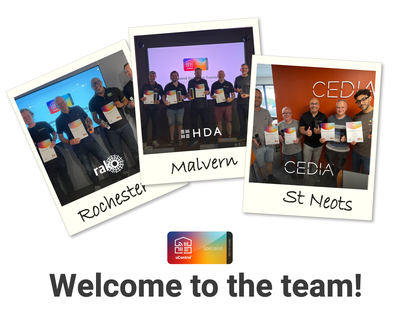 Justin Fothergill, training at HDA awarding new uControl Specialists with their certificate of completion in Malvern, St Neots and Rochester, UK